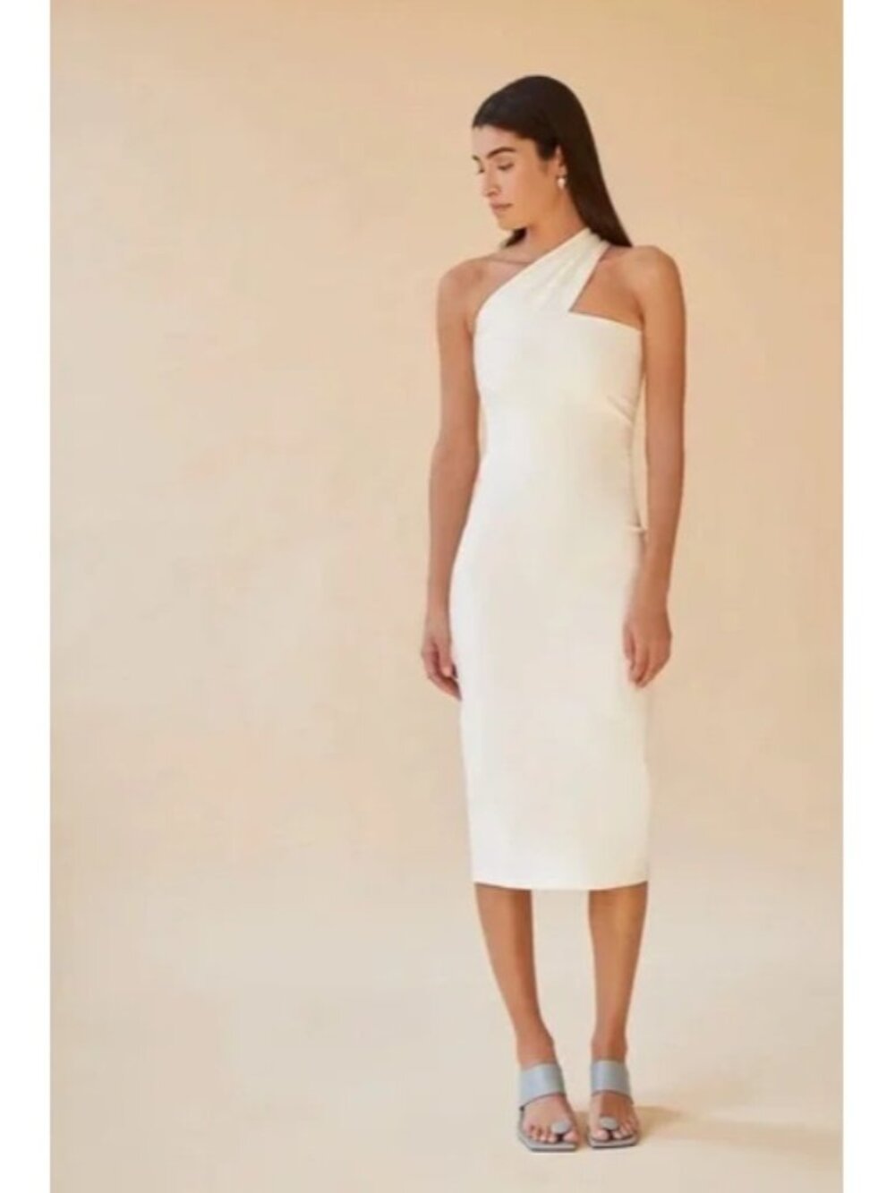 Marcella Caterina Off White One Shoulder Sheath Dress, Size XL, NWT! $118